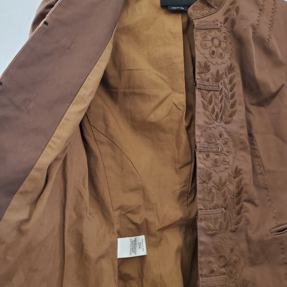 BCBG MaxAzria Brown Foral Embroidered Blazer S - Picture 5 of 12